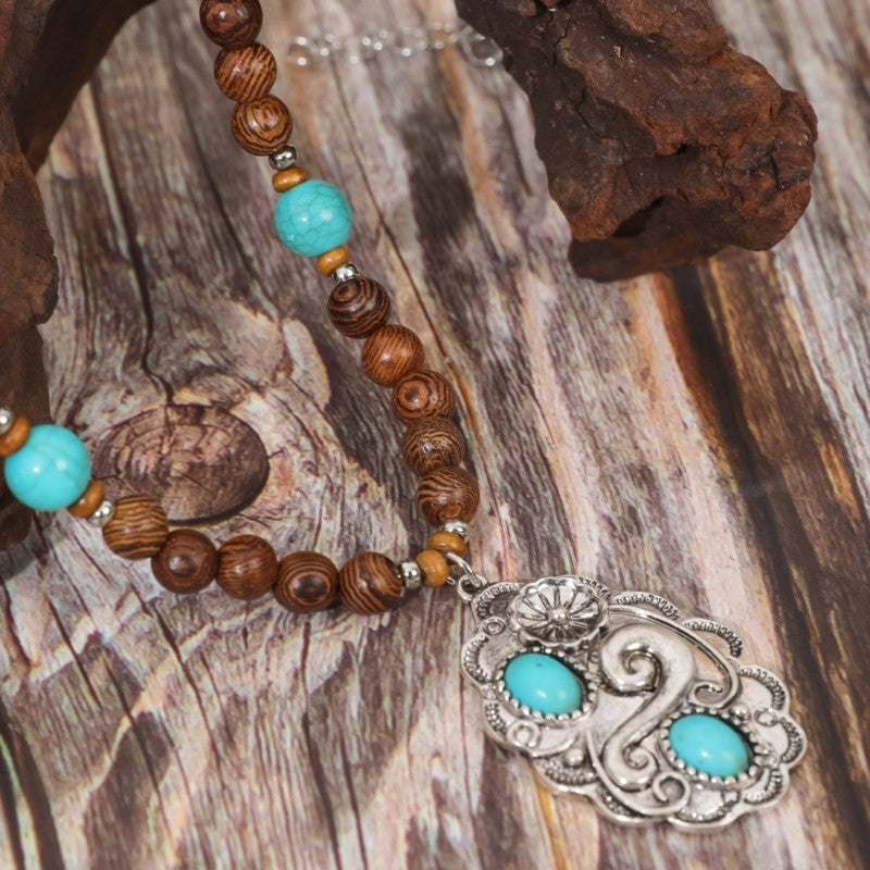 Wholesale Ethnic Style Turquoise Bull Head Carved Handmade Beaded Necklace ACC-NE-JunJie016