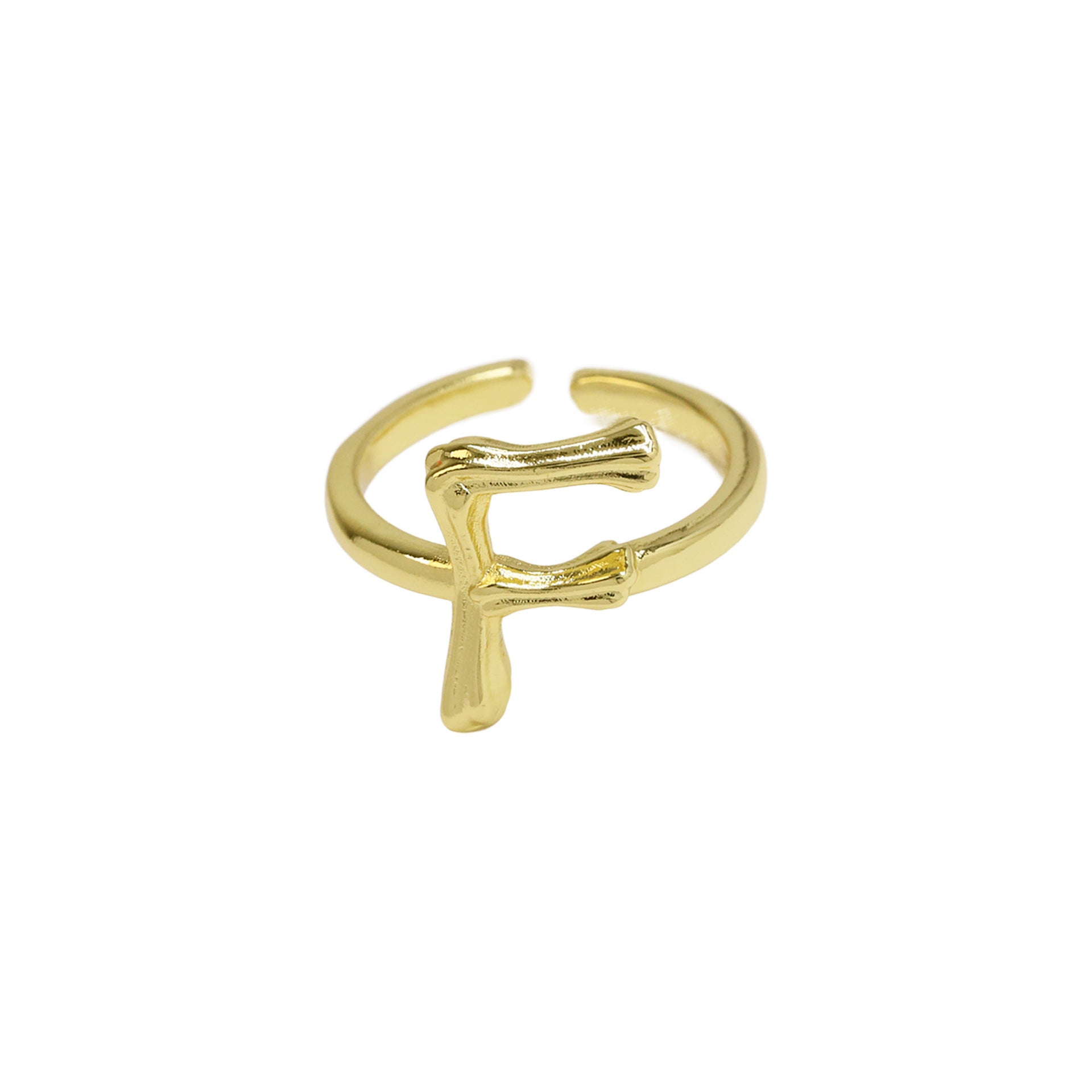 Wholesale  Golden Bamboo Bamboo Simple 26 English Letters Open Ring