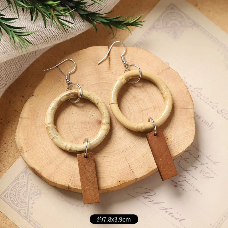 Wholesale Handmade Rattan Woven Bohemian Earrings