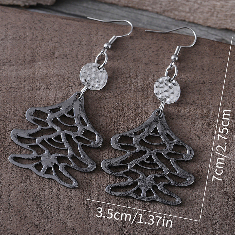 Wholesale Hollow Christmas Tree Earrings Retro Alloy Jewelry Accessory Gift