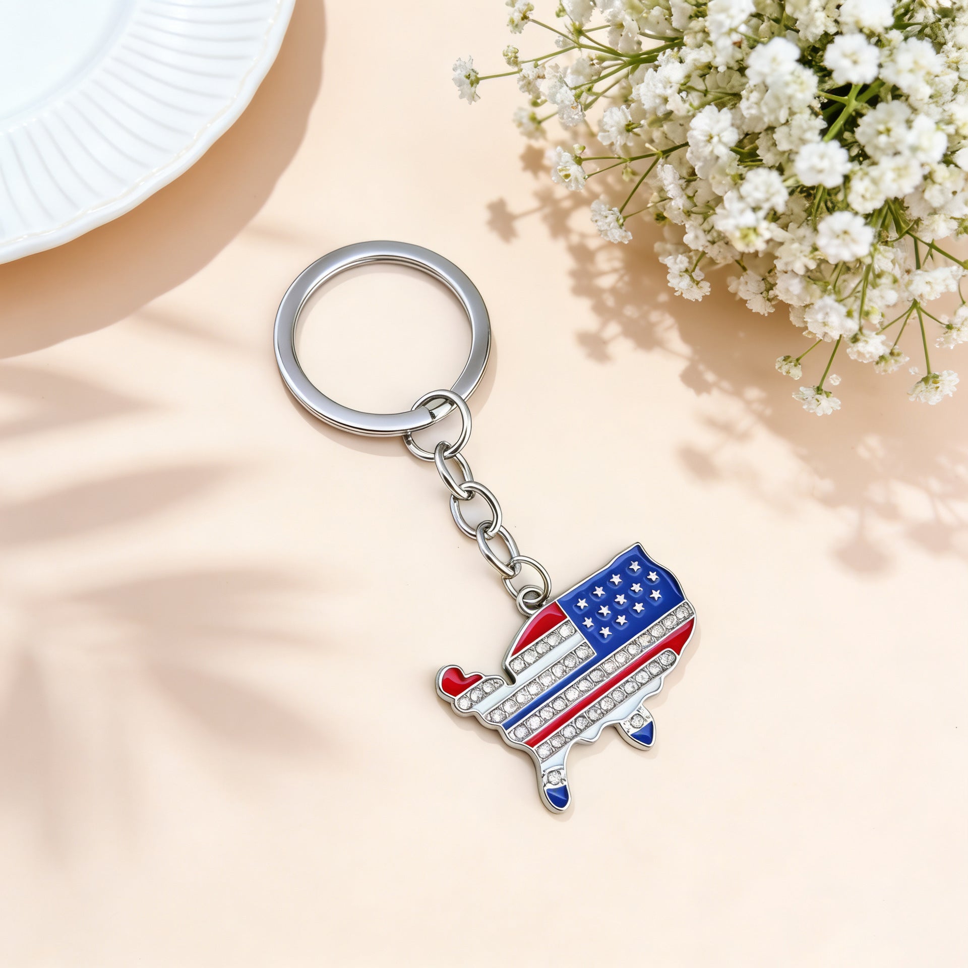 Wholesale American Independence Day Shiny Letter Keychain