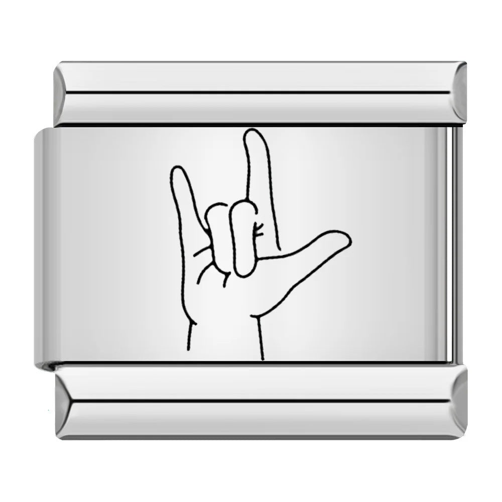 Wholesale Italian Charm Bracelet 9mm DIY Gesture Pattern   Creative Stainless Steel Composable Bracelet