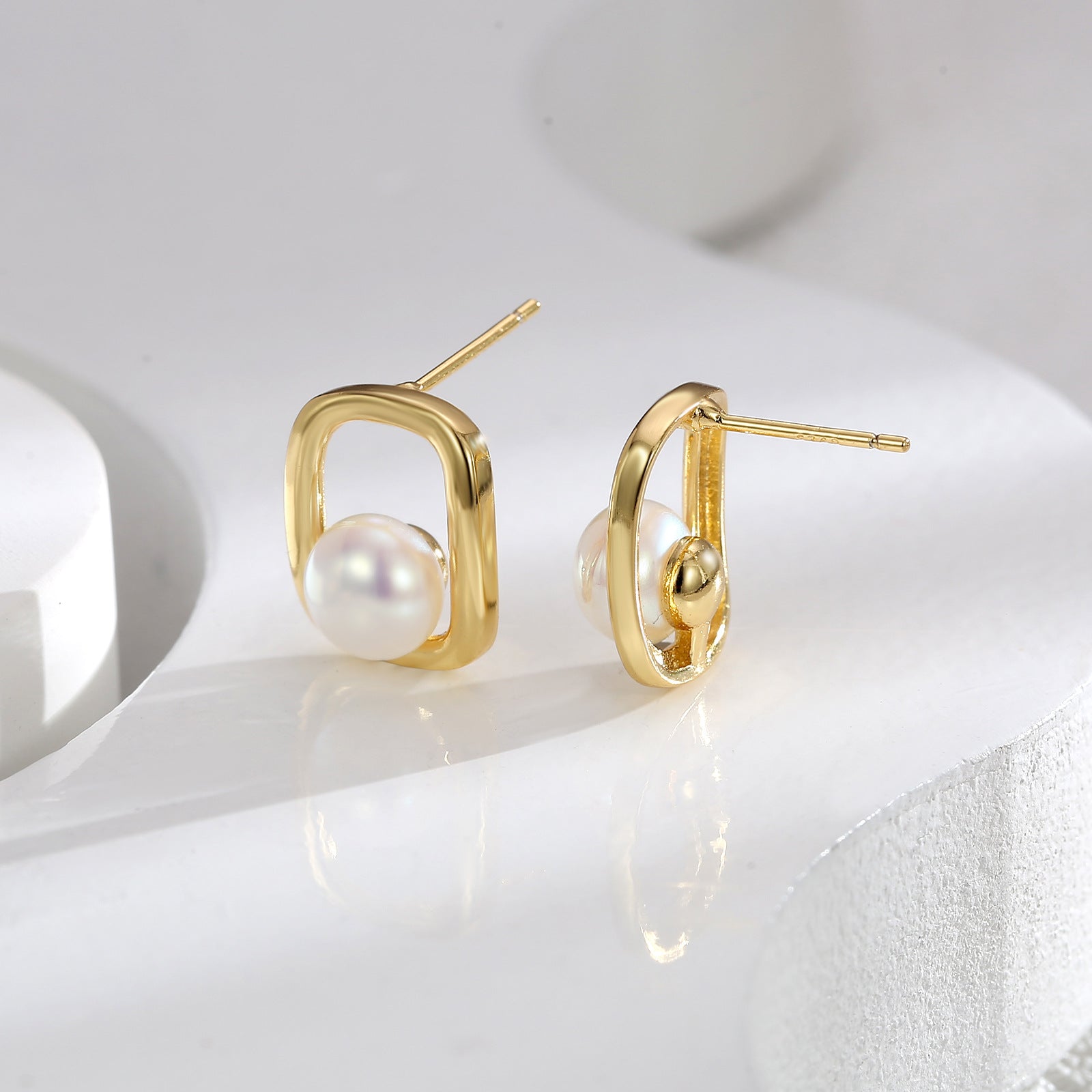 Wholesale s925 silver needle pearl earrings