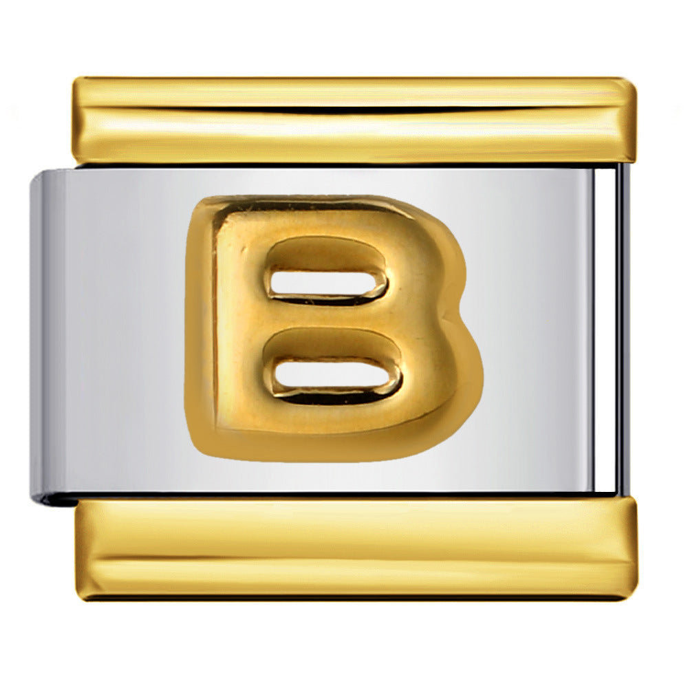 Wholesale Italian Charm Bracelet 9mm DIY Splicing Removable Raised Letters Stainless Steel Composable Bracelet