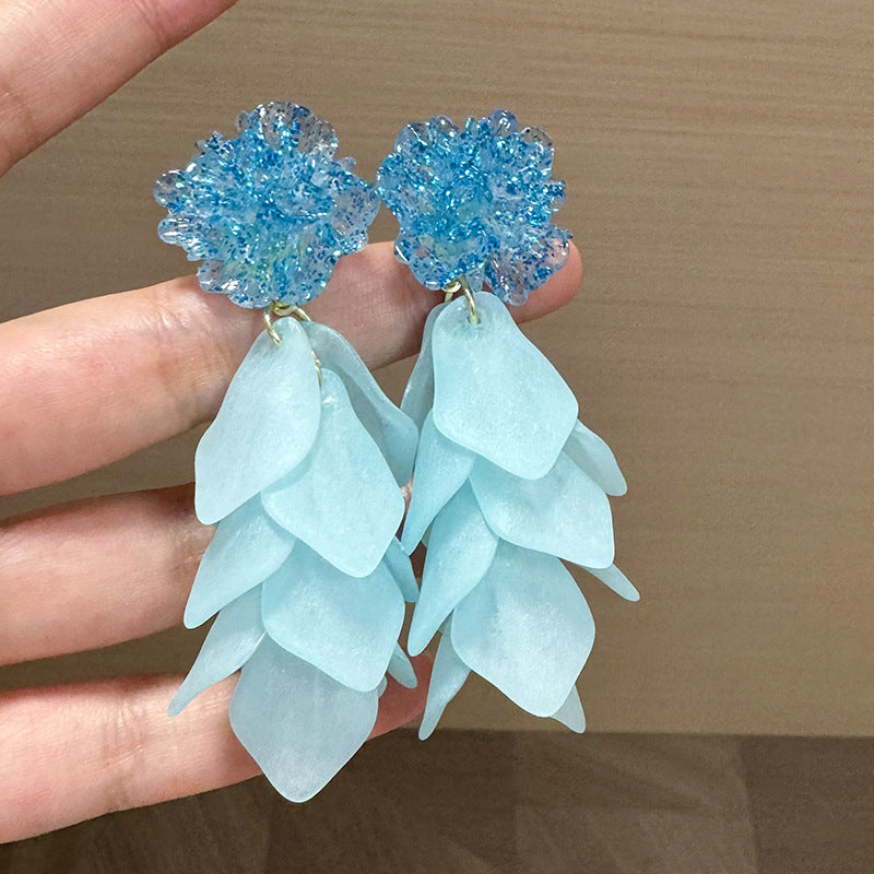 Wholesale Flower Tassel Acrylic Earrings Stylish Fashion Accessory for Boutique Resale