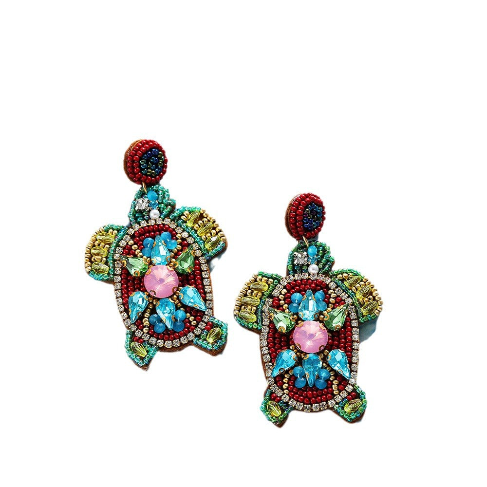 Wholesale Marine Animal  Starfish Shell Color Rice Beads Large Earrings