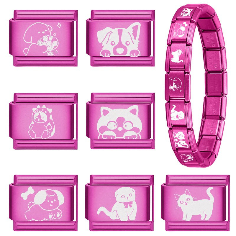 Wholesale 9mm Italian Charm Starter Bracelets DIY square Single Section Creative Stainless Steel Composable Bracelet