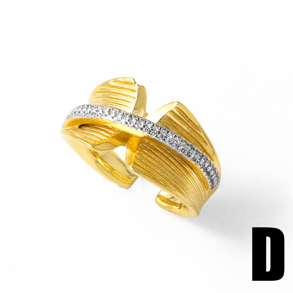 Wholesale two-color love gold-plated irregular open ring
