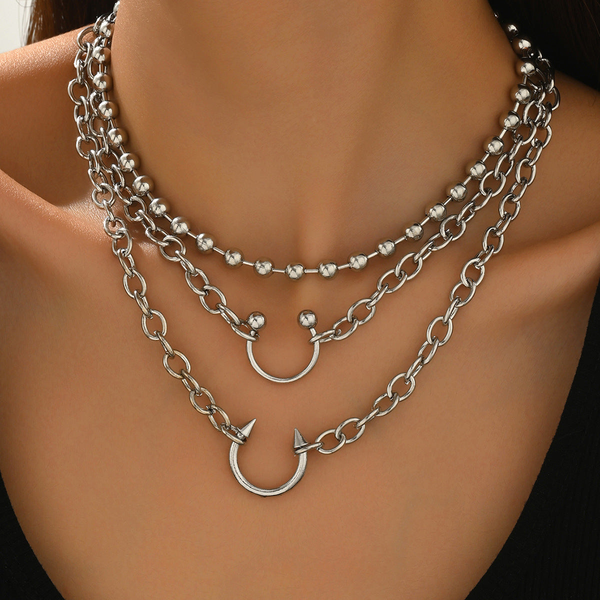 Wholesale Hip-Hop Punk Layering Pendant Necklace Fashion Accessory for Boutique Resale