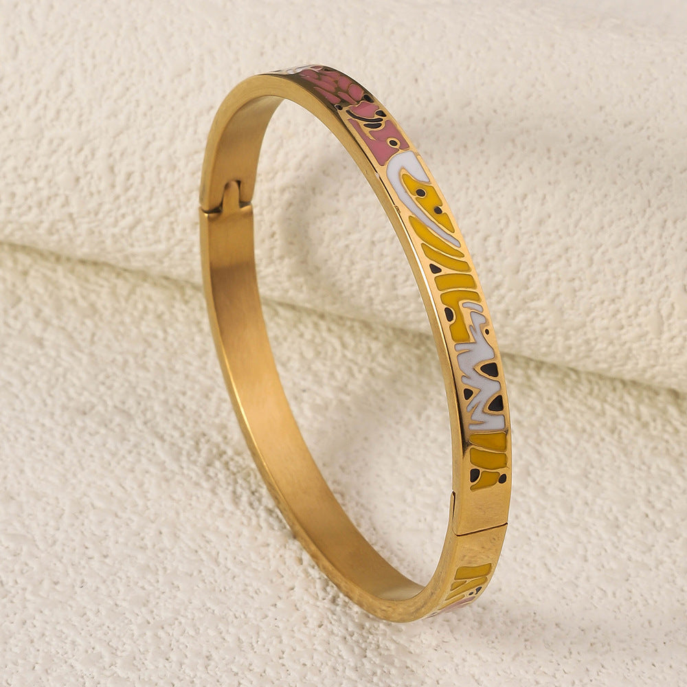 Wholesale Niche Light Luxury Stainless Steel Enamel Oil Drip Bracelet ACC-BT-RuiX005