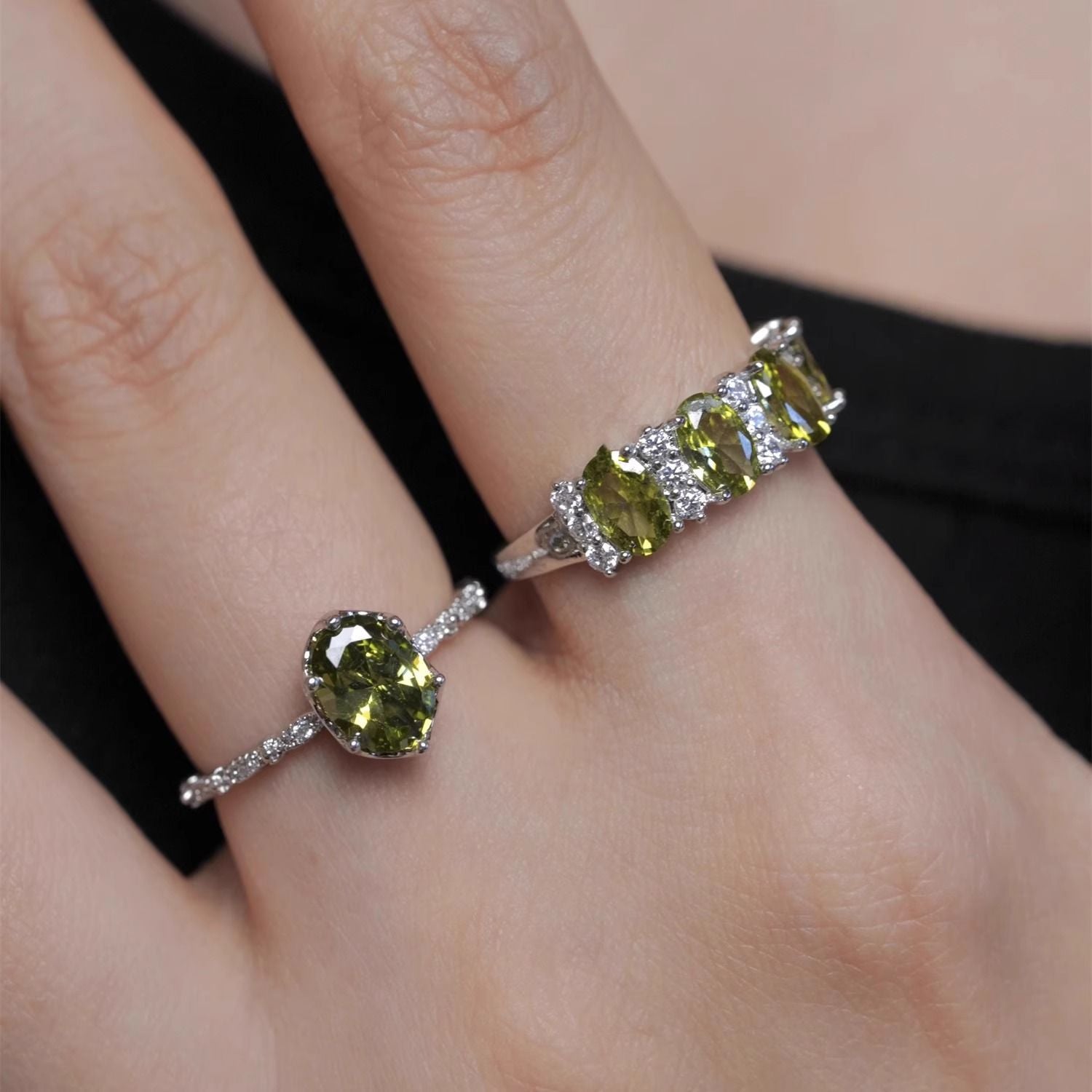 Wholesale Adjustable Olive Green Open Ring Retro Style Jewelry Accessory For Everyday Gift Boutique