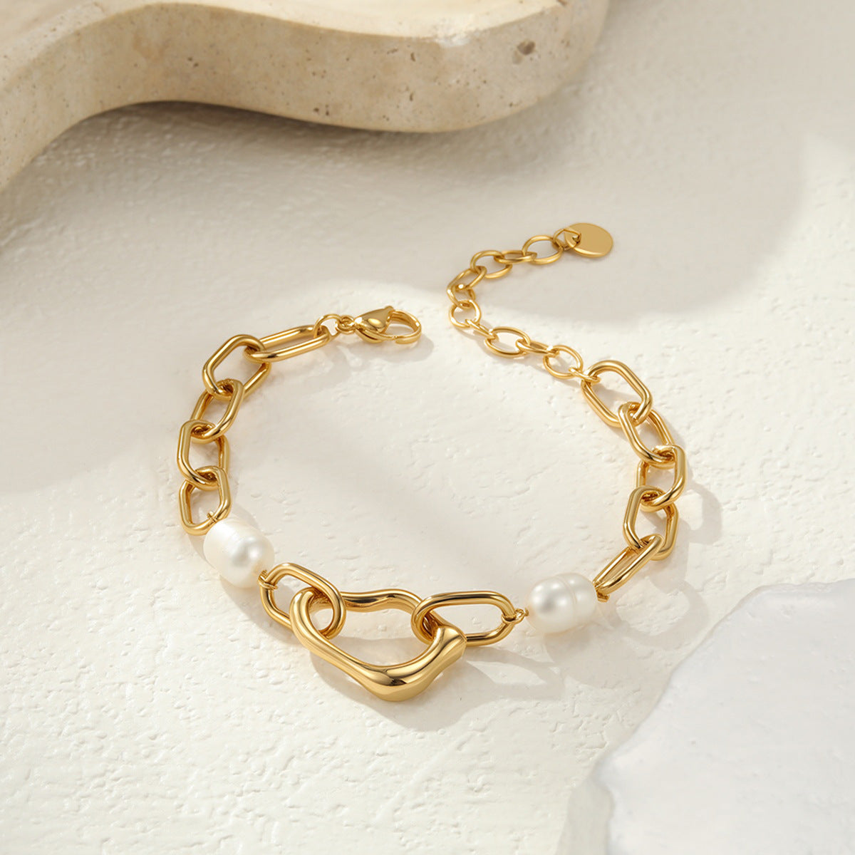 Wholesale Stainless steel mam-made pearl necklace and bracelet