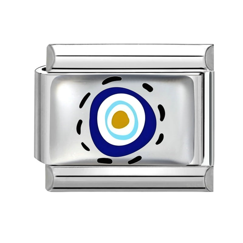 Wholesale 9mm Italian Charm Starter Bracelets DIY Flower Evil Eye Series Stainless Steel Composable Bracelet