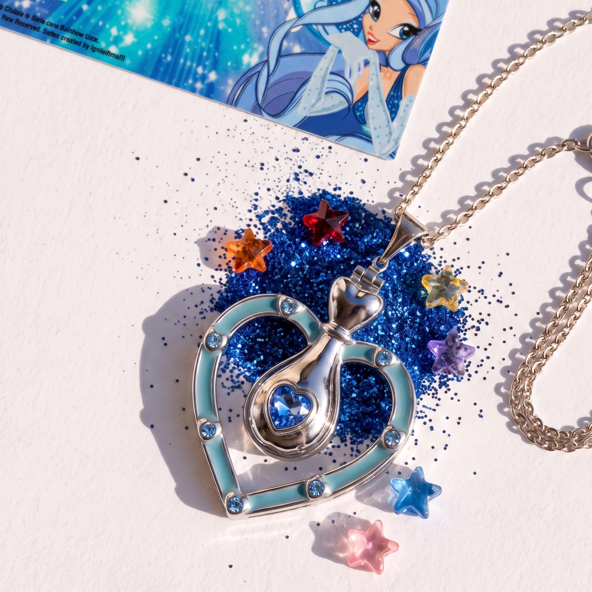 Wholesale Fashion Love Heart Quicksand Bottle Pendant Necklace Copper Zircon Jewelry Cute Butterfly Star Design Gift Boutique Resale