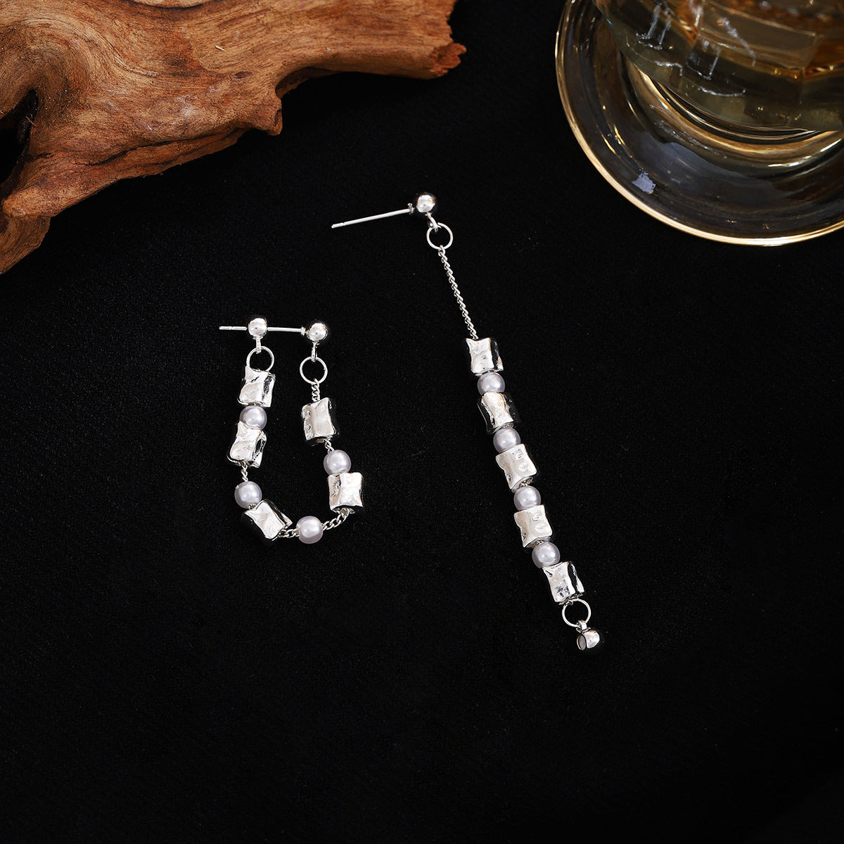 Wholesale Silver Needle Beaded Fringe Earrings