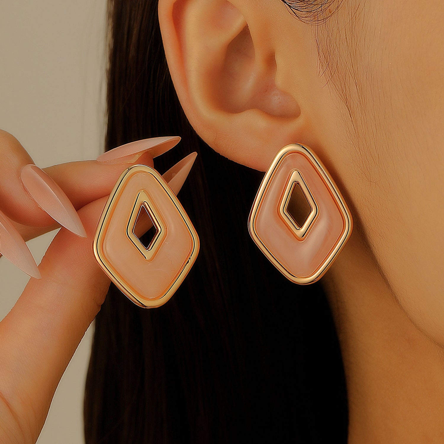 Wholesale Stylish Flower Earrings For Women Double Layer Petal Colorful Dripping Oil Zinc Alloy Everyday Jewelry Accessory