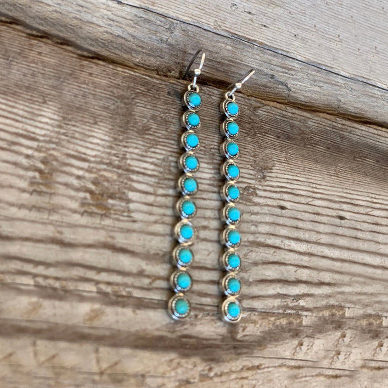 Wholesale Bohemian Style Alloy Earrings,  Retro Turquoise Line Design,  Trendy Jewelry Accessory for Everyday Wear
