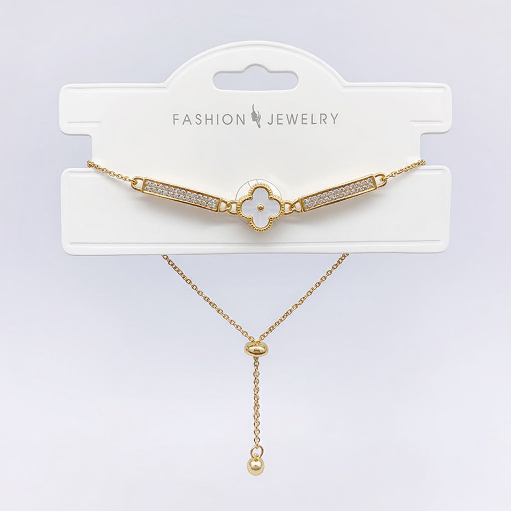 Wholesale Sweet Shell Flower Zircon Bracelet,  Copper Electroplated - Fashion Jewelry for Everyday Wear