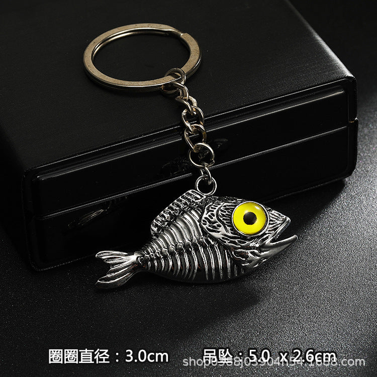 Wholesale Stainless steel spike cross eagle keychain  metal pendant