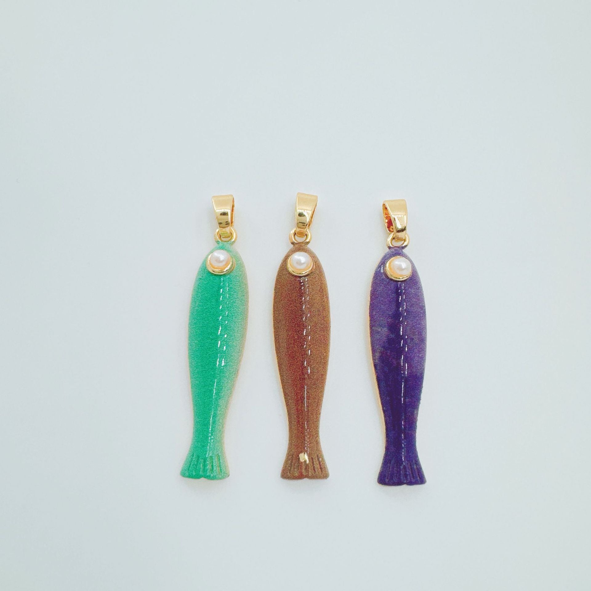 Wholesale Ocean Series Fish Pendant Gold Plated Copper DIY Jewelry Accessory