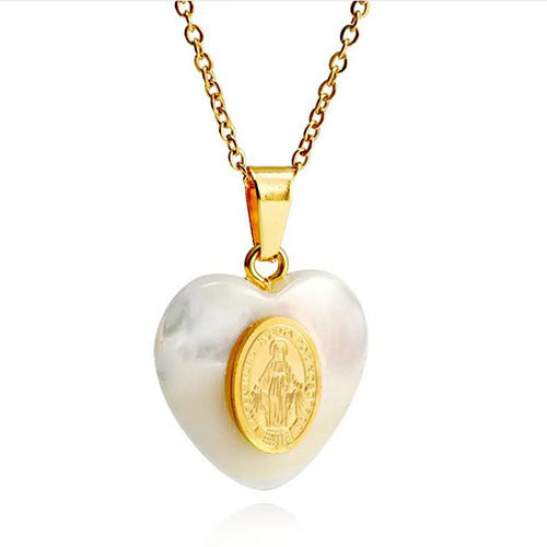 Wholesale 18K gold heart shell titanium steel pendant necklaces