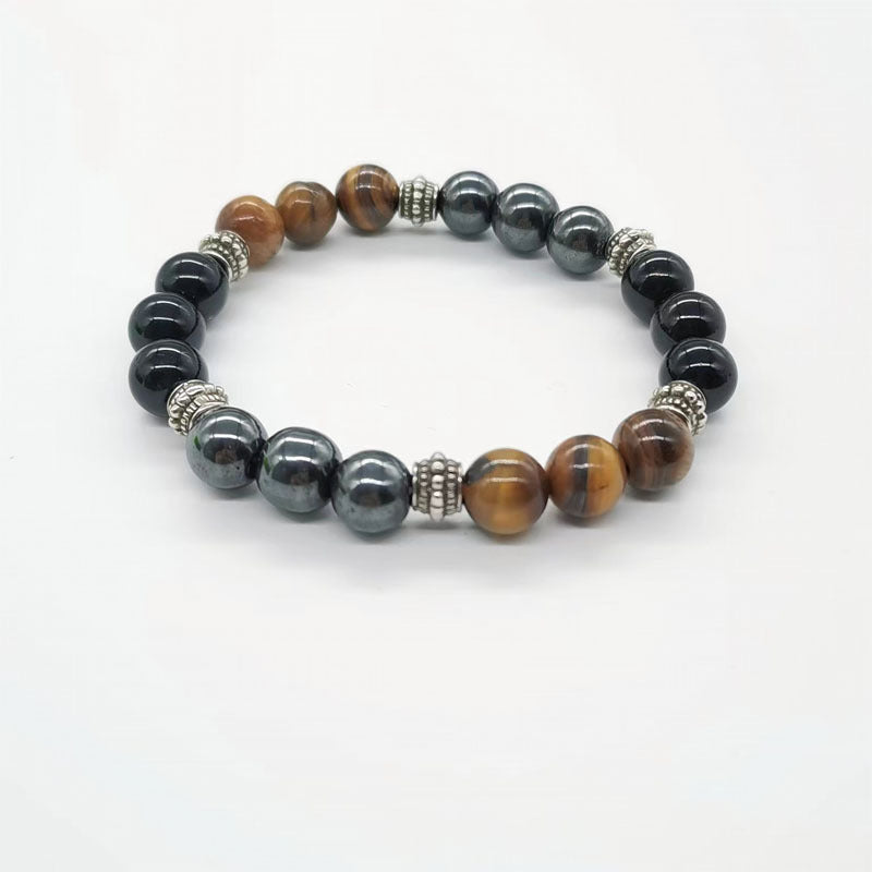 Wholesale  Black Glass Tiger Eye Alloy Bracelet