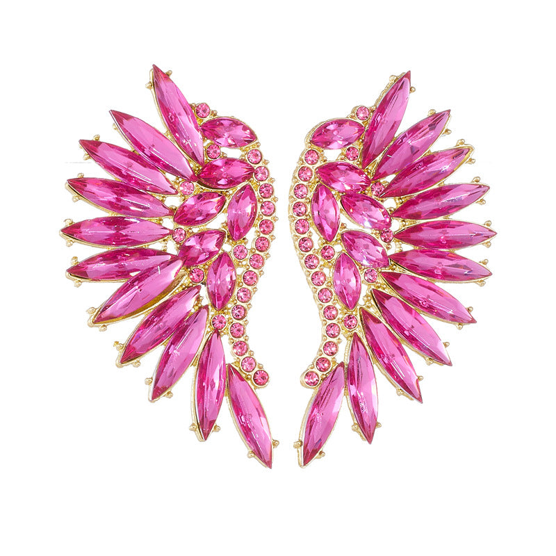 Wholesale Exaggerated Angel Wings Earrings Shiny Alloy Jewelry Accessory for Women