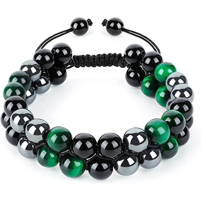 Wholesale  8MM Blue Tiger Eye Black Magnet Bracelet