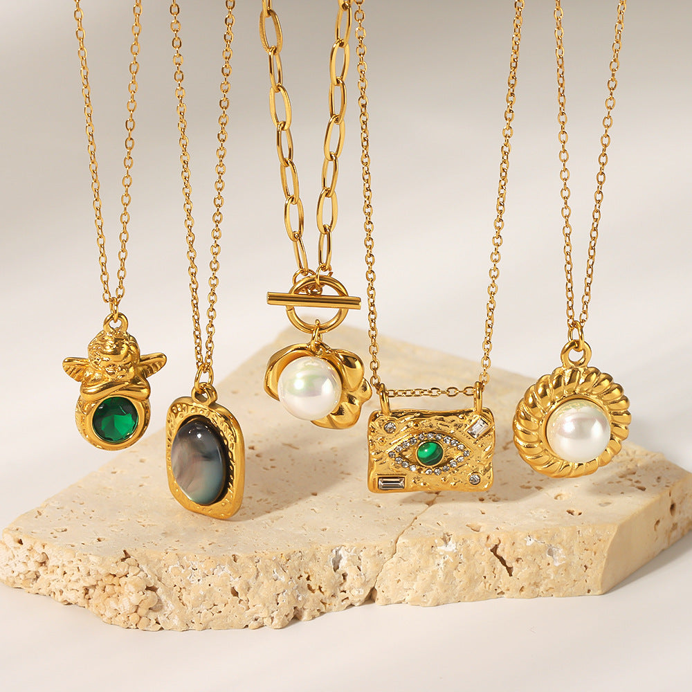 Wholesale Stainless steel  freshwater pearl necklace O-chain necklace