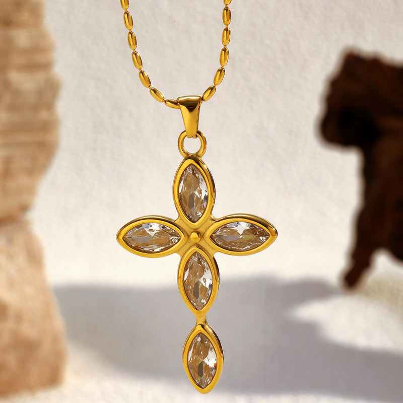 Wholesale Stainless Steel Cross Necklace Retro Necklace