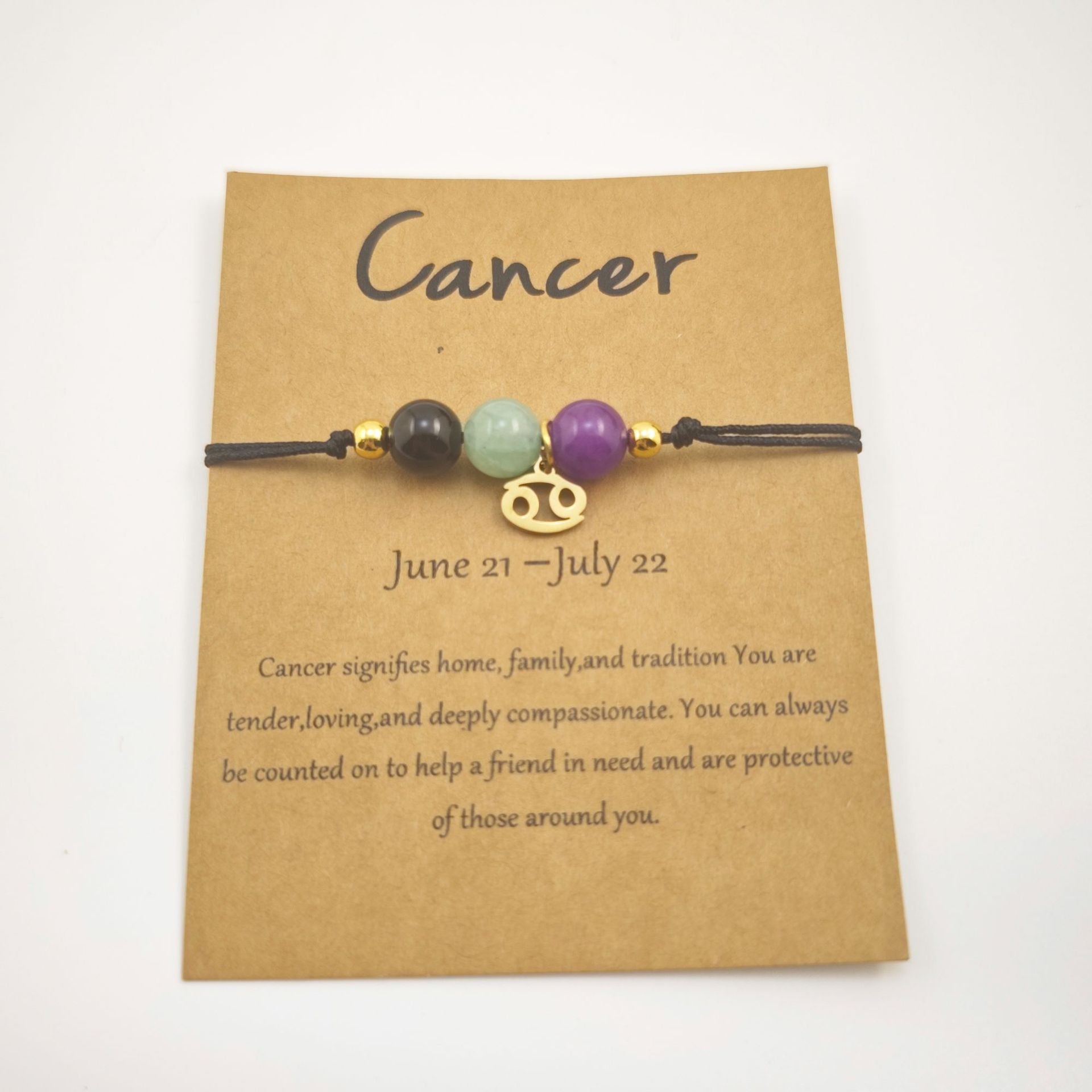 Wholesale Natural Stone Crystal Zodiac Bracelet Handmade Woven Rope Fashion Jewelry Accessory