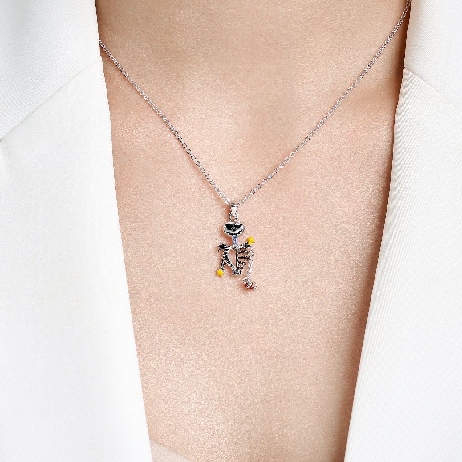 Wholesale S925 Sterling Silver Skull Pendant Choker Necklaces ACC-NE-MC007