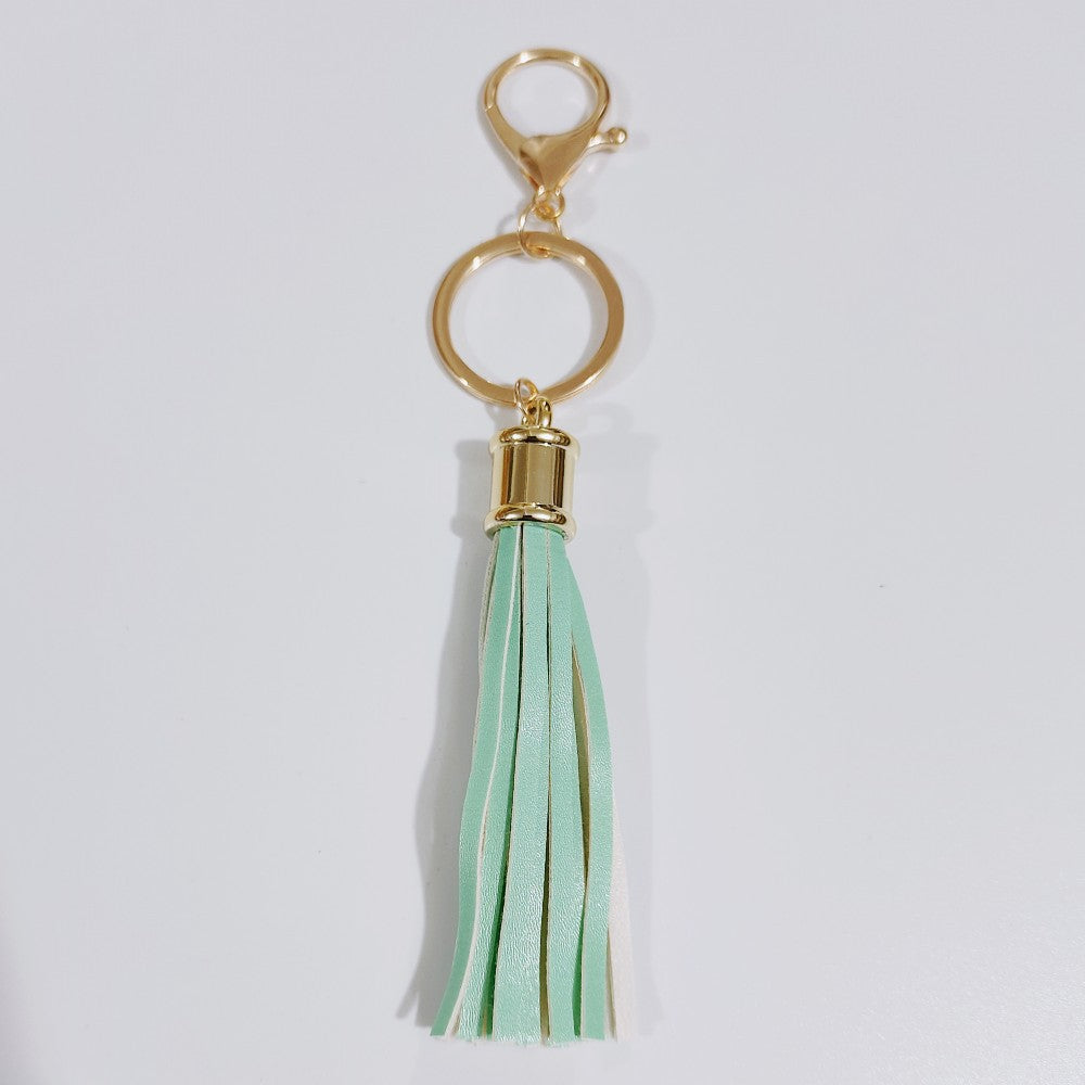 Wholesale Leopard Color Leather Tassel Keychain