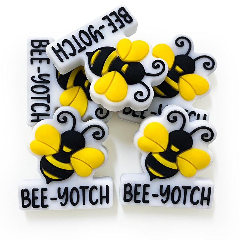Wholesale 10pcs Silicone Bee Focal Beads DIY Beaded Pen Accessories ACC-BDS-WDX203