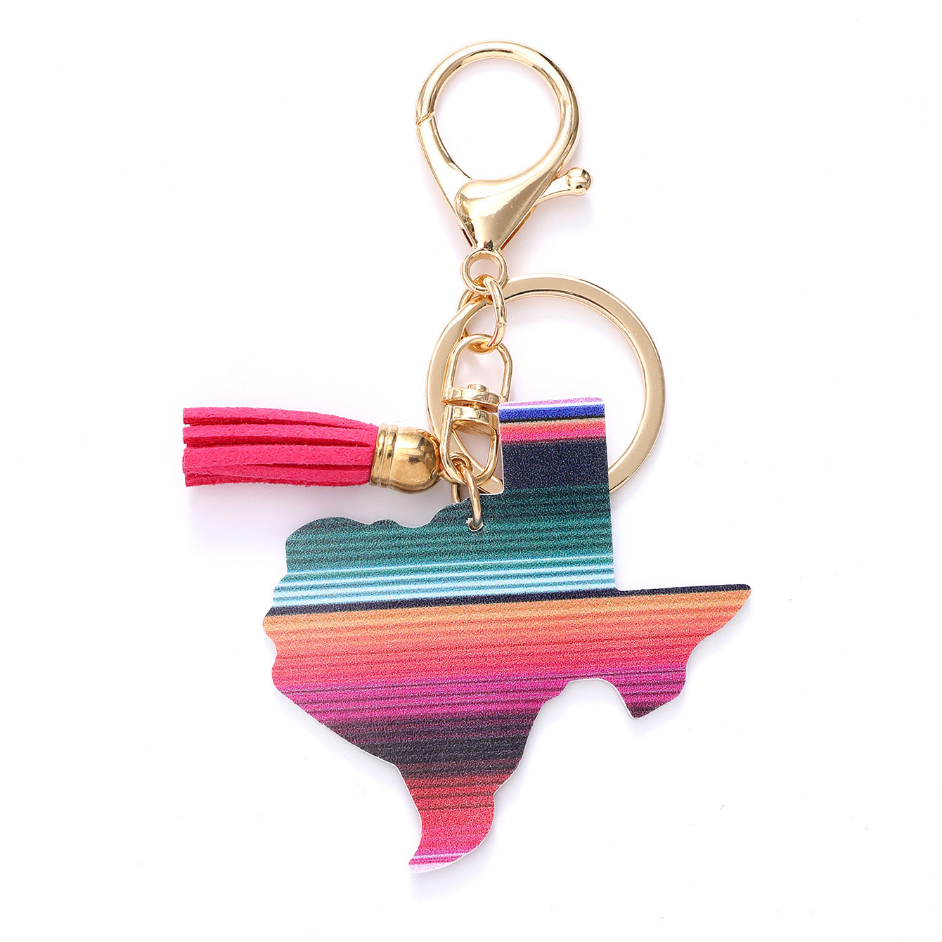 Wholesale Western Style Aztec Cactus Rainbow Leather Tassel Keychain ACC-KC-YTian008