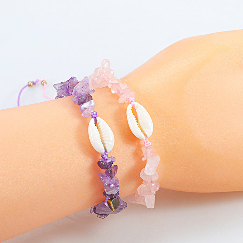 Wholesale gravel shell bracelet Opal amethyst stone bracelet