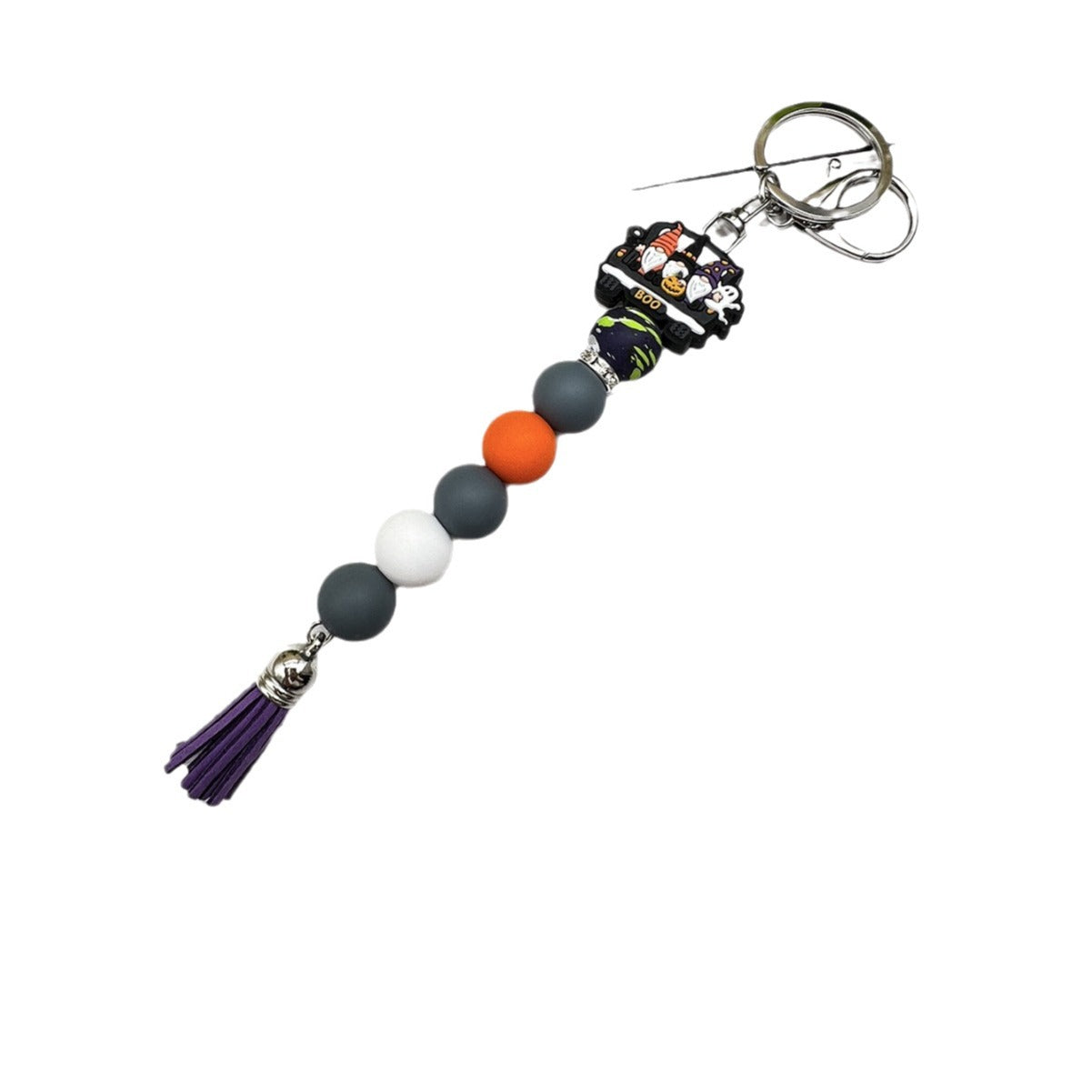 Wholesale   Ghost Pumpkin Car Beaded Tassel Charm Keychain,  Decorative Bag Hanger for Party Gift Boutique