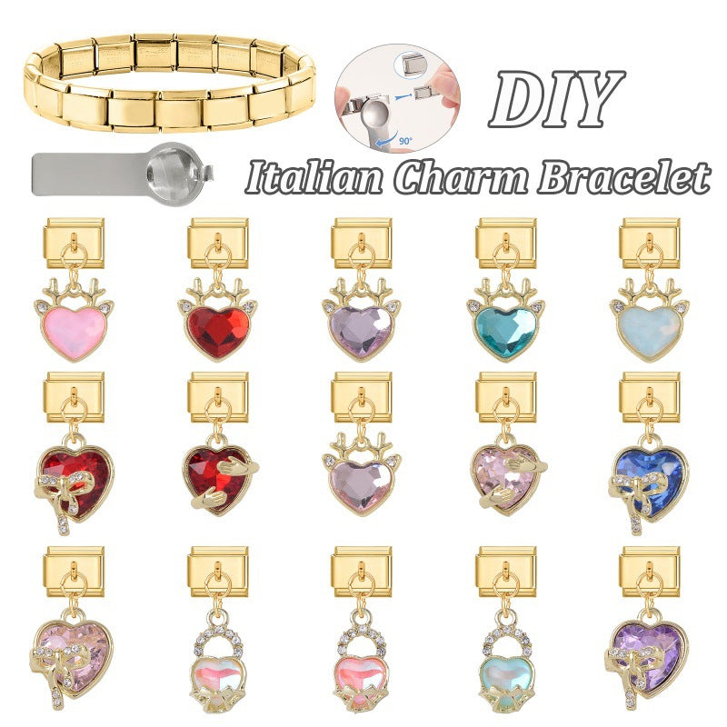 Wholesale Italian Charm Bracelet 9mm DIY Love Series  Creative Stainless Steel Composable Bracelet