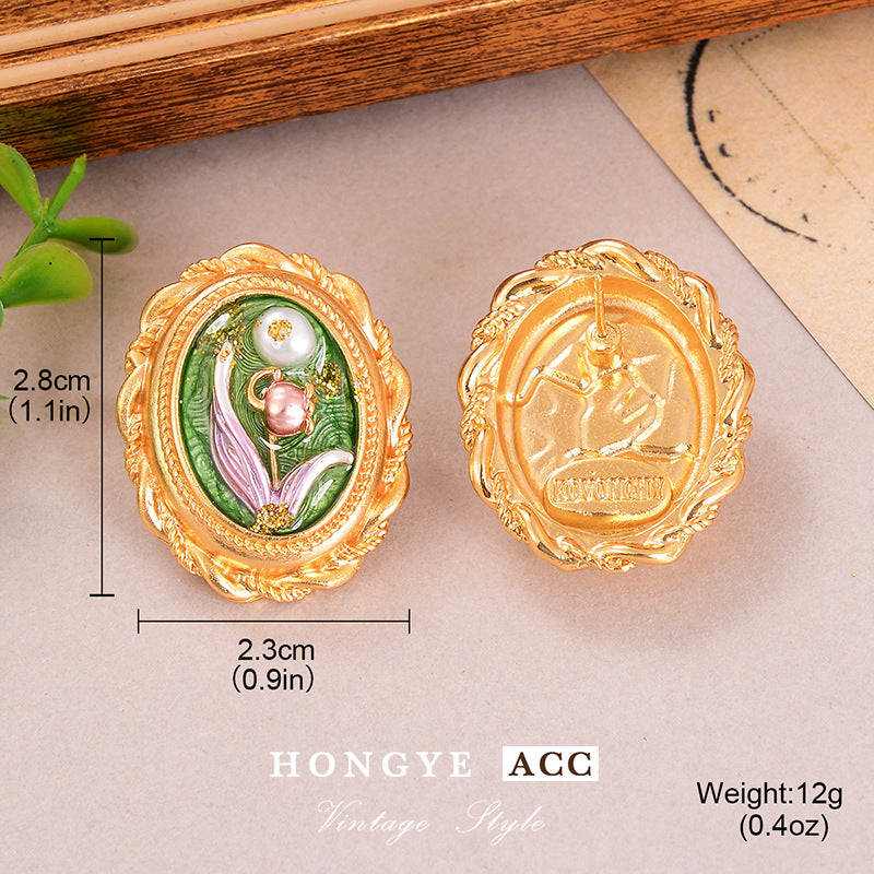 Wholesale Baroque Pearl Earrings  Oil Painting Series Ear Jewelry