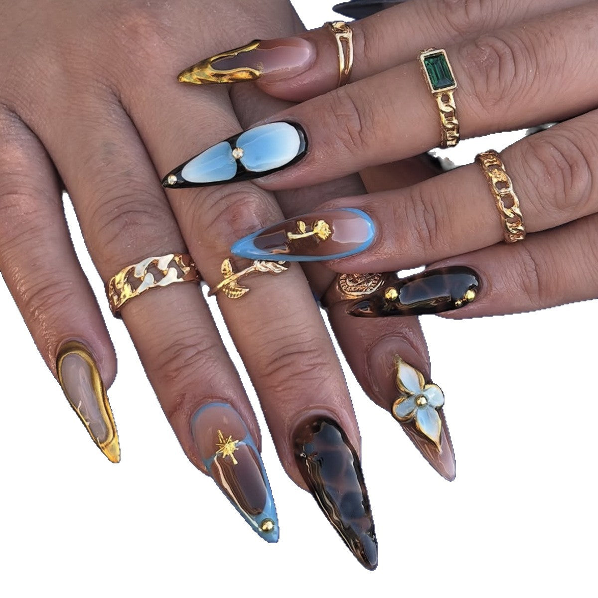 Wholesale 24 Pieces/  box ella Festival Tortoise Nails Kits Nail Stickers