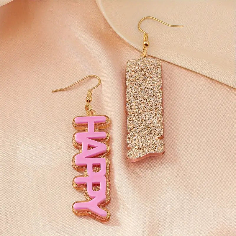 Wholesale  Creative HAPPY BIRTHDAY English Letter Earrings