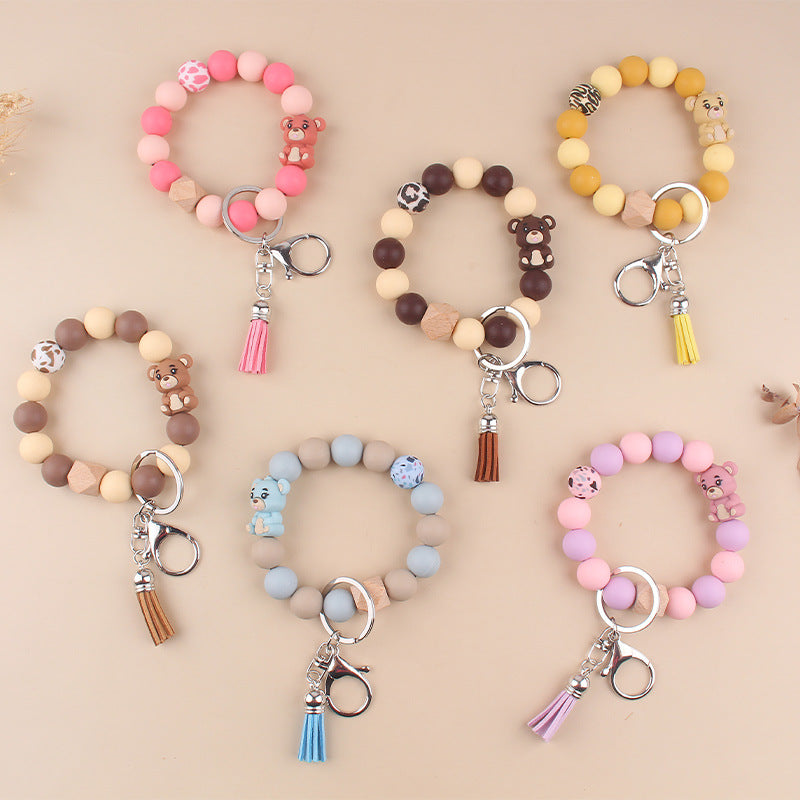 Wholesale Cartoon Three-dimensional Bear Silicone Keychain