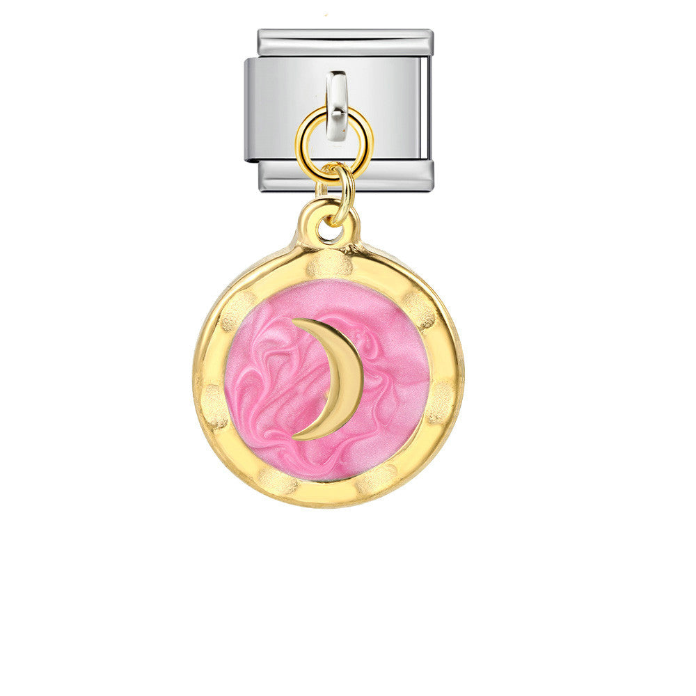 Wholesale Italian Charm Bracelet 9mm DIY Splicing Gold and Silver Round Pendant Stainless Steel Composable Bracelet