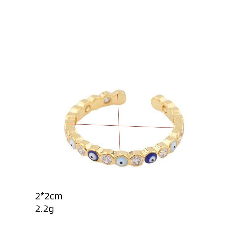 Wholesale Devil's Eye Brass Open Zircon Ring