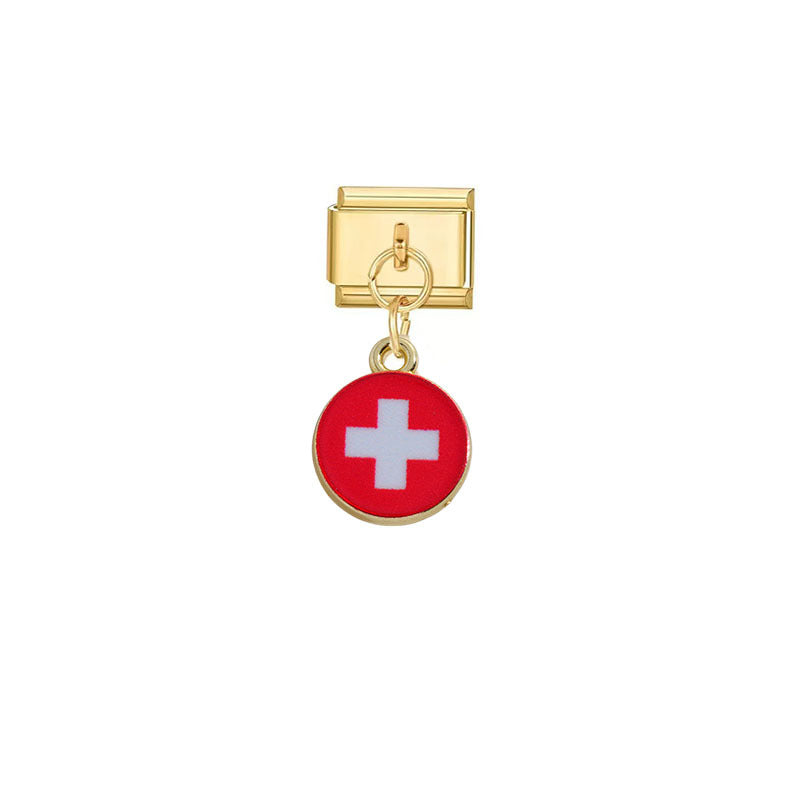 Wholesale Gold Italian Flag Module Pendant DIY Detachable Charm Fashion Accessory