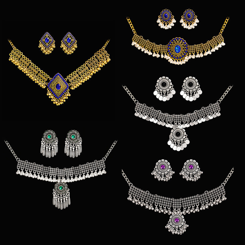 Wholesale  Metal Necklace Earrings suit  Retro Court French Pearl Water Drops Exaggerated Jewelry