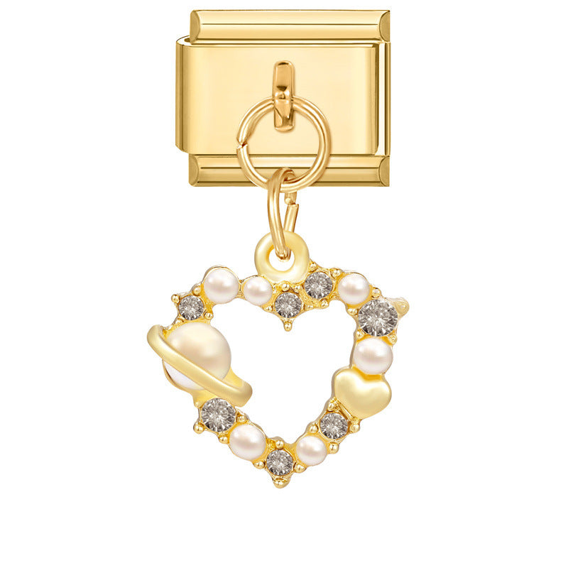 Wholesale  Bow  Italian Charm Bracelet 9mm DIY Creative Gold Bottom Stainless Steel Composable Bracelet