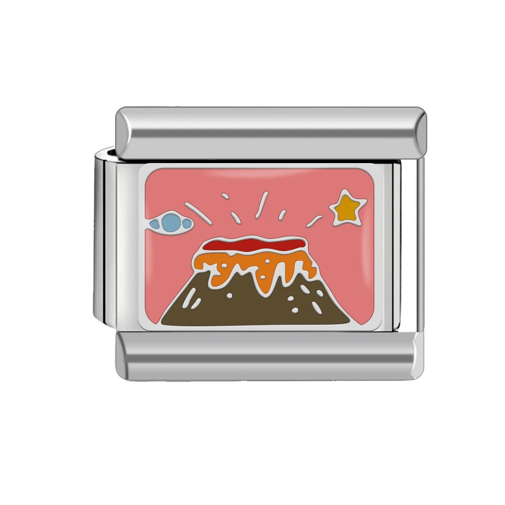 Wholesale Italian Charm Bracelet 9mm DIY Splicing Landscape Pattern Titanium Steel Composable Bracelet