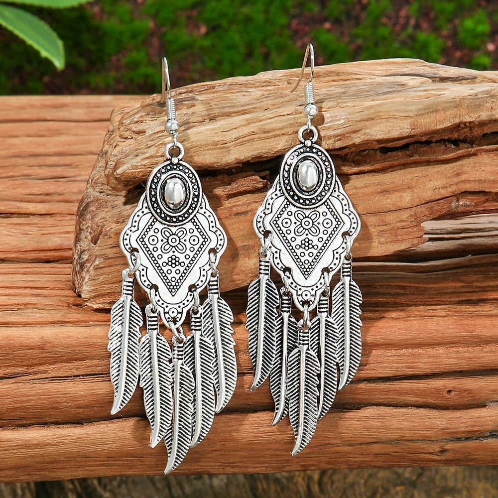 Wholesale Bohemian Ethnic Tassel Earrings Alloy Distressed Design,  Everyday Gift