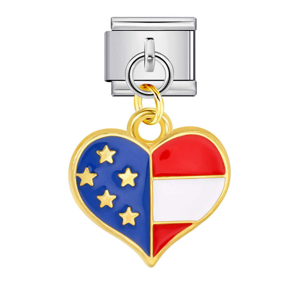 Wholesale Italian Charm Bracelet 9mm DIY Independence Day   Creative Stainless Steel Composable Bracelet